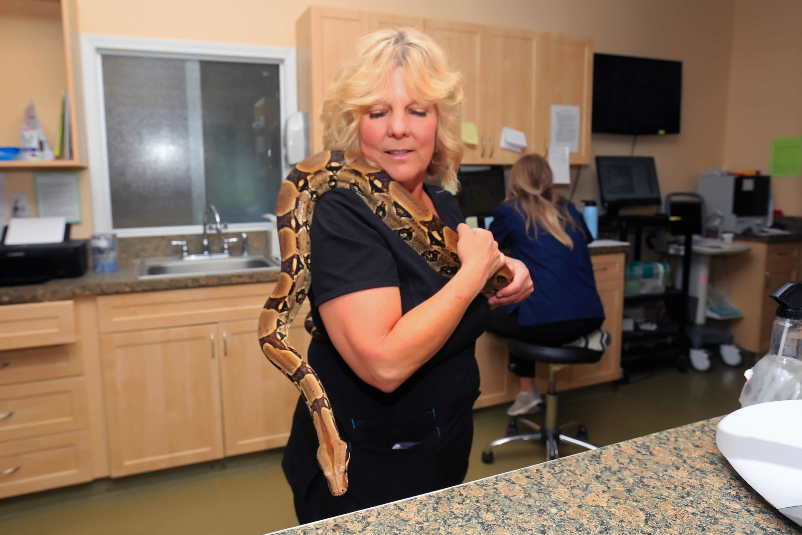 Dr. Allison Arnoult holding a snake